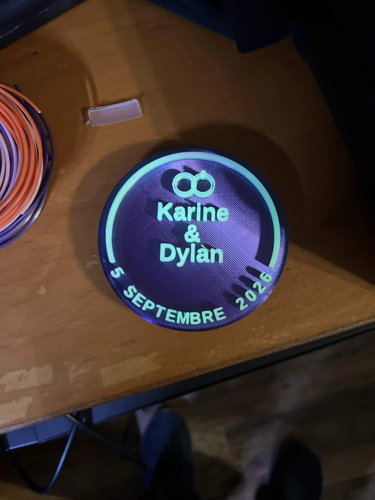 Dessus de verre lumineux Karine et Dylan